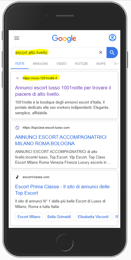 Ricerca Escort Alto Livello