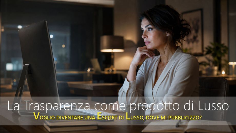 Donna che pensa e si informa come diventare escort di lusso.
