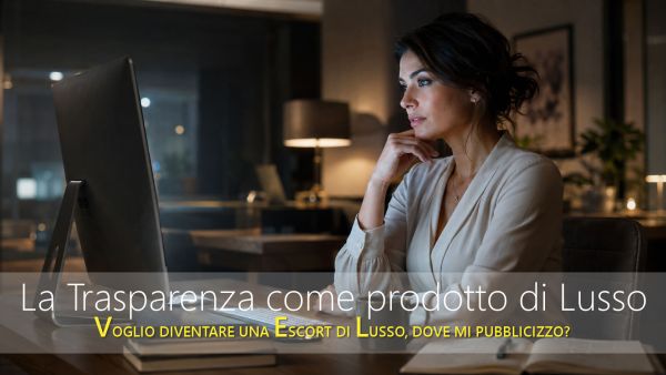 Donna che pensa e si informa come diventare escort di lusso.
