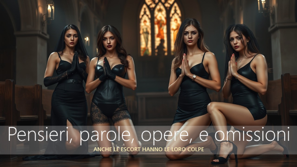 Gruppo di escort in atteggiamento di sottomissione