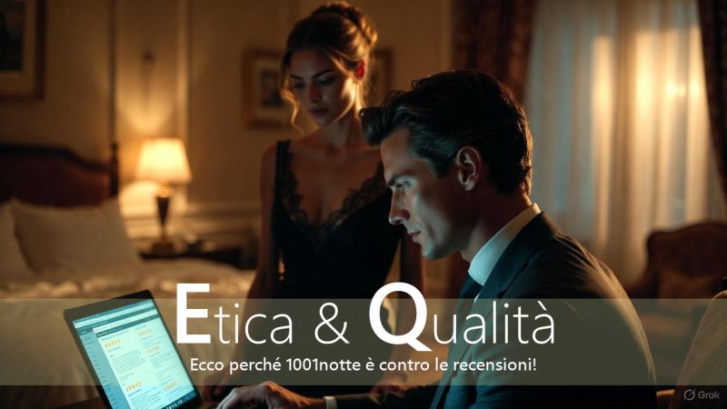 Un uomo ed una donna che leggono le recensioni sulle escort